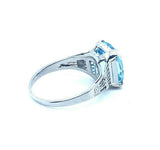 14k Gold 3.43 Carat Antique Cushion Cut Genuine Natural Aquamarine Ring (#J5210)