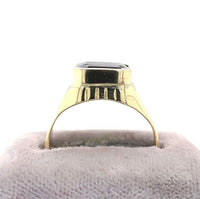 3.73ct Green Genuine Natural Tourmaline 14k Yellow Gold Men's Ring (#J5766)