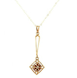 Victorian 10k Yellow Gold Genuine Natural Diamond Lavaliere Pendant (#J5546)