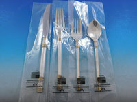 Aegean Weave Gold by Wallace Sterling Silver Flatware Set 8 Service 40 pcs New