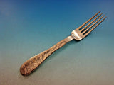 Lap Over Edge Acid Etched by Tiffany Sterling Silver Dinner Fork Rhododendron 8"