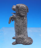Silverplate Pepper Shaker Form of Dog Brown Glass Eyes Victorian 2 3/4" (#9028)