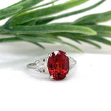 18k White Gold 3.53 Carat Spessartine Genuine Natural Garnet Ring 5.75 (#J7413)