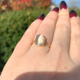14k Yellow Gold 3.62 Carat Oval Cat's Eye Genuine Natural Moonstone Ring #J6463