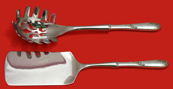 SWEETHEART ROSE BY LUNT STERLING SILVER ITALIAN PASTA SERVER SET 2PC HHWS CUSTOM