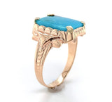 10k Rose Gold Ring with a 3.36 Carat Morenci Genuine Natural Turquoise (#J6563)