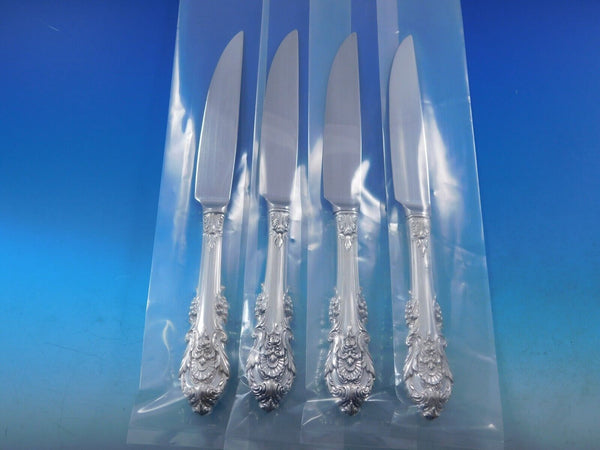 Sir Christopher by Wallace Sterling Silver Steak Knife Custom Set 4 Serr 8 3/4"