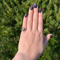 12k White Gold Genuine Natural Black Star Sapphire Diamond Ring Size 4.25 #J7004