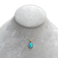 14k Yellow Gold Kingman Genuine Natural Turquoise Pendant 2.07 Carats (#J7257)