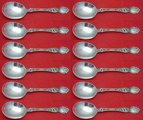 Violet by Wallace Sterling Silver Cream Soup Spoon Set 12 pieces 5 7/8"
