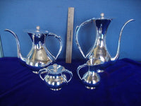 Emil Hermann German Sterling Silver Tea Set 4pc Modernistic (#0408)