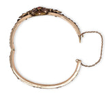 Genuine Natural Bohemian Garnet Bangle Bracelet with Rosette Center (#J7247)