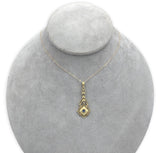 10k Yellow Gold Victorian Enameled Lavaliere Pendant with 14k Gold Chain #J7099