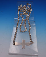 Tane Mexican Sterling Silver Cross Necklace w/Heavy Chain Fitted Box 26" (#7948)
