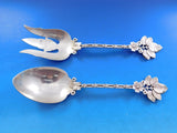Ludwig Redlich and Co Sterling Silver Salad Serving Set 2pc with Flowers 9"