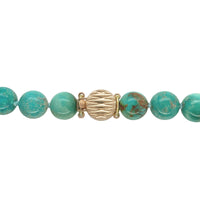 10mm Genuine Natural Turquoise Strand of Beads Necklace w/14k Clasp 18" (#J6756)