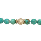 10mm Genuine Natural Turquoise Strand of Beads Necklace w/14k Clasp 18" (#J6756)