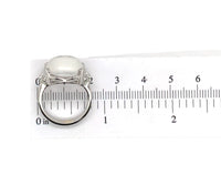 18k White Gold Large 8.68 Carat Genuine Natural Moonstone Diamond Ring (#J7008)