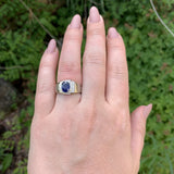 14k White Gold 1.53ct Genuine Natural Sapphire Men's Ring Size 7 (#J5833)