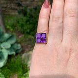 14k Yellow Gold Men's Modern Genuine Natural Amethyst Ring Size 7 (#J7304)