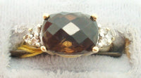 14K Gold Checkerboard 3.83ct Genuine Natural Smoky Quartz Ring w/Diamonds #J2515