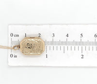 14k Yellow Gold Rectangular Locket with Engraved Floral Design (#J6435)