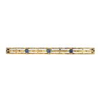 14k Yellow Gold Genuine Montana Sapphire Bar Pin Gillouche Engraving (#J6876)
