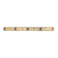 14k Yellow Gold Genuine Montana Sapphire Bar Pin Gillouche Engraving (#J6876)