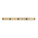 14k Yellow Gold Genuine Montana Sapphire Bar Pin Gillouche Engraving (#J6876)