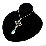 14k White Gold Oval 2.84ct Genuine Natural Moonstone Pendant (#J5367)