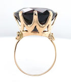 14k Yellow Gold Ring with a Huge 27 Carat Round Genuine Natural Garnet (#J6557)