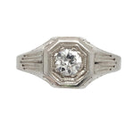 14k Gold Art Deco 1/4ct Genuine Natural Diamond Ring Size 7 Hand Engraved #J6899