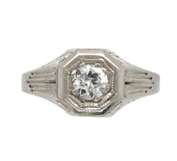 14k Gold Art Deco 1/4ct Genuine Natural Diamond Ring Size 7 Hand Engraved #J6899