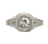 14k Gold Art Deco 1/4ct Genuine Natural Diamond Ring Size 7 Hand Engraved #J6899