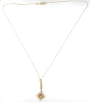 14k Yellow Gold Victorian Genuine Natural Diamond Lavaliere Pendant (#J6063)