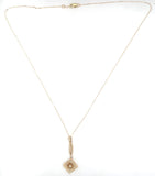 14k Yellow Gold Victorian Genuine Natural Diamond Lavaliere Pendant (#J6063)
