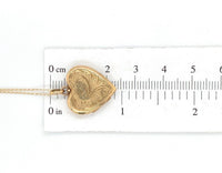 9k Yellow Gold Heart Shaped Locket with Engraved Flowers (#J6431)