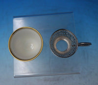 SSMC-Saart Sterling Silver Demitasse Cup Pcd Circles Lines w/ Liner Saucer #6312