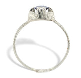 Art Deco 18k Gold .68ct Genuine Natural Sapphire Ring Hand Engraved (#J7568)
