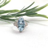 Art Deco 14k Filigree Ring with 2.15ct TW Genuine Natural Aquamarines (#J7203)
