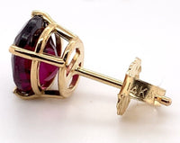 14k Yellow Gold 3.43ct TW Oval Genuine Natural Rhodolite Garnet Earrings #J6107