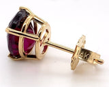 14k Yellow Gold 3.43ct TW Oval Genuine Natural Rhodolite Garnet Earrings #J6107
