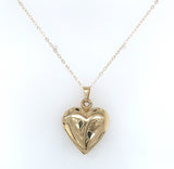 14k Yellow Gold Heart Locket Pendant with Engraved Hearts Jewelry (#J6229)