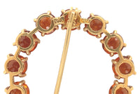 18k Yellow Gold Vibrant Orange Genuine Natural Citrine Circle Pin Brooch #J7295
