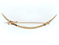 14k Yellow Gold Victorian Crescent Seed Pearl Pin 1 7/8" Long Jewelry (#J6090)