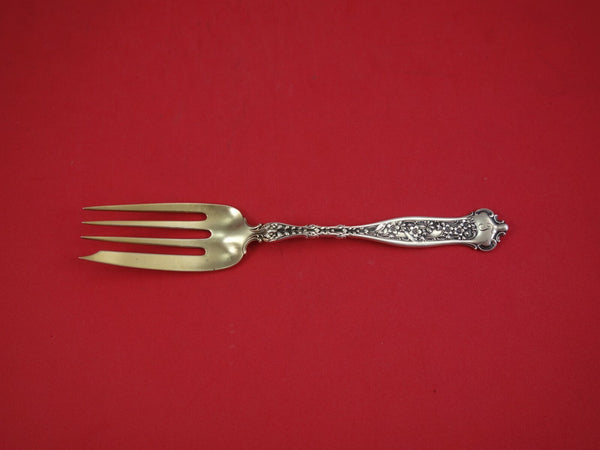 Dresden by Whiting Sterling Silver Cold Meat Fork Gold Washed 7 1/2"