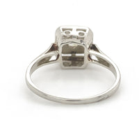 18k White Gold Art Deco Genuine Natural Diamond RIng Hand Engraved 5 (#J7290)