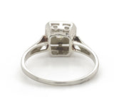 18k White Gold Art Deco Genuine Natural Diamond RIng Hand Engraved 5 (#J7290)