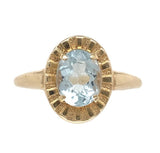 10k Yellow Gold Ring with Oval 1.22ct Genuine Natural Aquamarine Size 7 (#J6771)