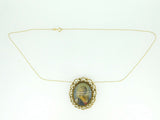 14k Yellow Gold Pendant with Hand Painted Portrait and Pearls (#J1896)